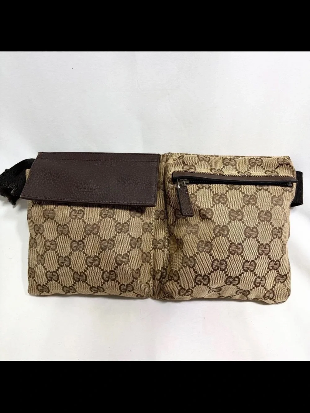 Gucci Beige & Brown GG Canvas Belt Bag